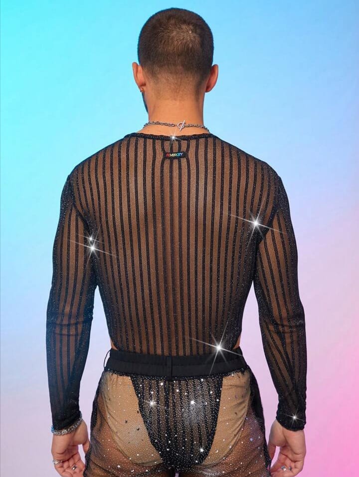 Bonga Boys Men's Fashion Sexy Shiny See-Through Bodysuit